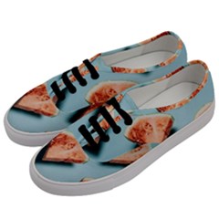 Watermelon Against Blue Surface Pattern Men s Classic Low Top Sneakers by artworkshop