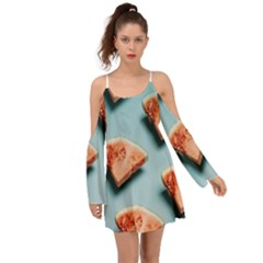 Watermelon Against Blue Surface Pattern Boho Dress