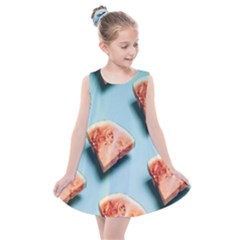 Watermelon Against Blue Surface Pattern Kids  Summer Dress by artworkshop