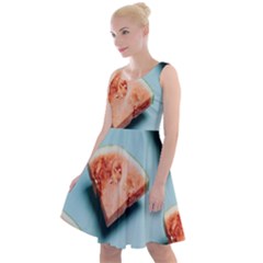 Watermelon Against Blue Surface Pattern Knee Length Skater Dress