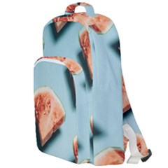 Watermelon Against Blue Surface Pattern Double Compartment Backpack by artworkshop