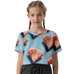 Watermelon Against Blue Surface Pattern Kids  Basic Tee