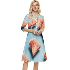 Watermelon Against Blue Surface Pattern Classy Knee Length Dress