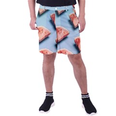 Watermelon Against Blue Surface Pattern Men s Pocket Shorts