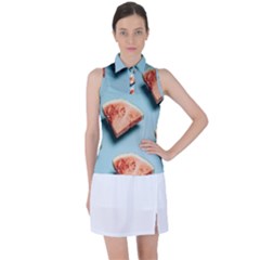 Watermelon Against Blue Surface Pattern Women s Sleeveless Polo Tee by artworkshop