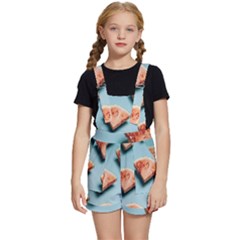 Watermelon Against Blue Surface Pattern Kids  Short Overalls