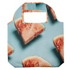 Watermelon Against Blue Surface Pattern Premium Foldable Grocery Recycle Bag