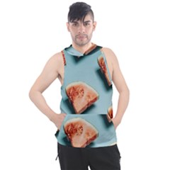 Watermelon Against Blue Surface Pattern Men s Sleeveless Hoodie