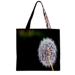 White Flower Zipper Grocery Tote Bag by artworkshop