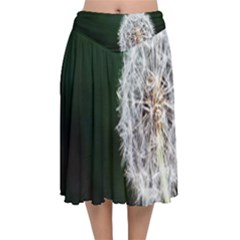 White Flower Velvet Flared Midi Skirt by artworkshop