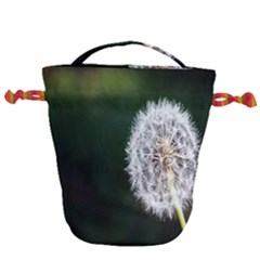 White Flower Drawstring Bucket Bag by artworkshop