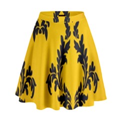 Yellow Regal Filagree Pattern High Waist Skirt by artworkshop