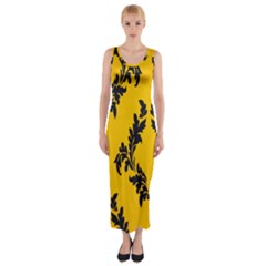 Yellow Regal Filagree Pattern Fitted Maxi Dress by artworkshop