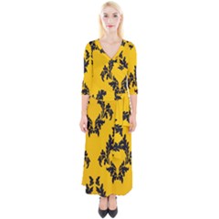 Yellow Regal Filagree Pattern Quarter Sleeve Wrap Maxi Dress by artworkshop