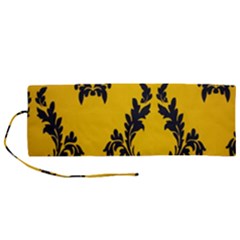 Yellow Regal Filagree Pattern Roll Up Canvas Pencil Holder (m) by artworkshop