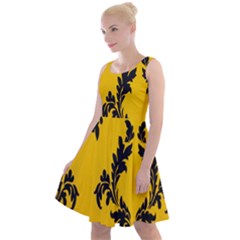 Yellow Regal Filagree Pattern Knee Length Skater Dress by artworkshop