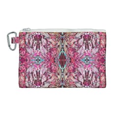 Fuchsia Funky Repeats I Canvas Cosmetic Bag (large) by kaleidomarblingart