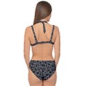 Black And Alien Drawing Motif Pattern Double Strap Halter Bikini Set View2