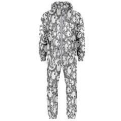 Black And White Alien Drawing Motif Pattern Hooded Jumpsuit (men) by dflcprintsclothing