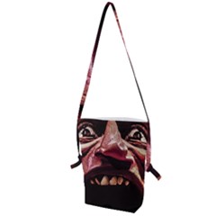 Scary Man Closeup Portrait Illustration Folding Shoulder Bag by dflcprintsclothing