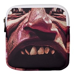 Scary Man Closeup Portrait Illustration Mini Square Pouch by dflcprintsclothing