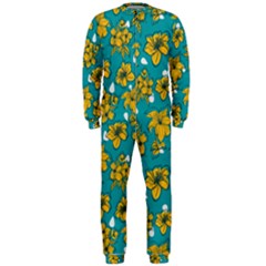 Turquoise And Yellow Floral Onepiece Jumpsuit (men) by fructosebat