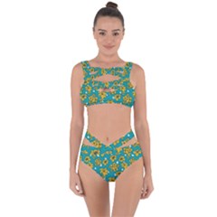 Turquoise And Yellow Floral Bandaged Up Bikini Set  by fructosebat