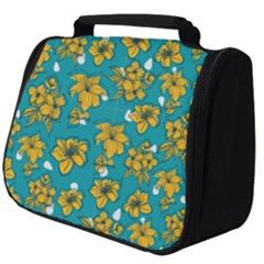 Turquoise And Yellow Floral Full Print Travel Pouch (big) by fructosebat