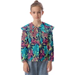 Neon Leaves Kids  Peter Pan Collar Blouse