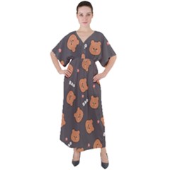 Bears! V-neck Boho Style Maxi Dress