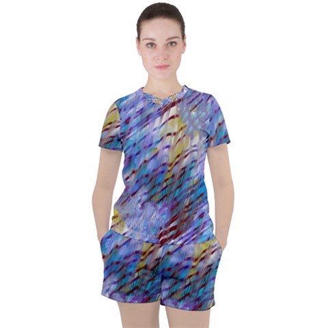 Abstract Ripple Women s Tee And Shorts Set by bloomingvinedesign