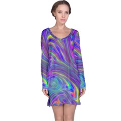 Abstract With Blue Long Sleeve Nightdress by bloomingvinedesign