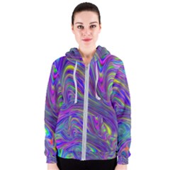 Abstract With Blue Women s Zipper Hoodie