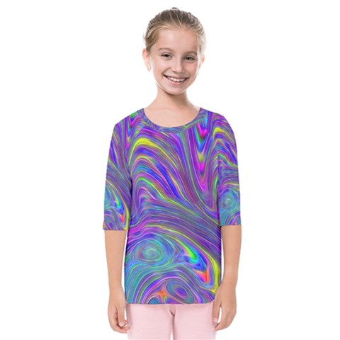 Abstract With Blue Kids  Quarter Sleeve Raglan Tee by bloomingvinedesign