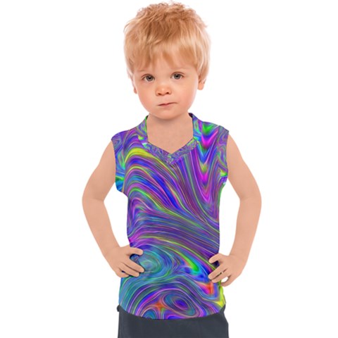 Abstract With Blue Kids  Sport Tank Top by bloomingvinedesign