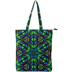 Blue Green Kaleidoscope Double Zip Up Tote Bag by bloomingvinedesign