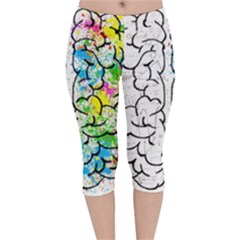 Brain-mind-psychology-idea-drawing Velvet Capri Leggings 