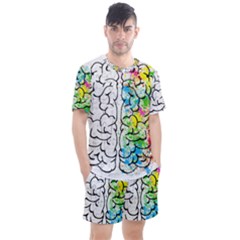 Brain-mind-psychology-idea-drawing Men s Mesh Tee And Shorts Set