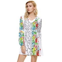 Brain-mind-psychology-idea-drawing Tiered Long Sleeve Mini Dress