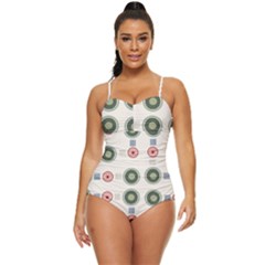 Art Design Round Drawing Abstract Retro Full Coverage Swimsuit by Jancukart