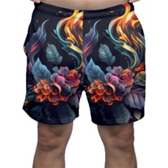 Flowers Flame Abstract Floral Men s Shorts