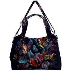Flowers Flame Abstract Floral Double Compartment Shoulder Bag by Jancukart