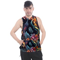 Flowers Flame Abstract Floral Men s Sleeveless Hoodie by Jancukart