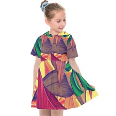 Monstera Tropical Design Beach Kids  Sailor Dress