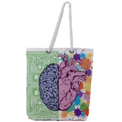 Brain Heart Balance Emotion Art Full Print Rope Handle Tote (large) by Jancukart