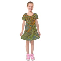 Art 3d Windows Modeling Dimension Kids  Short Sleeve Velvet Dress