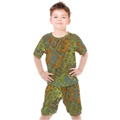 Art 3d Windows Modeling Dimension Kids  Tee And Shorts Set