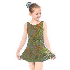 Art 3d Windows Modeling Dimension Kids  Skater Dress Swimsuit by Ravend