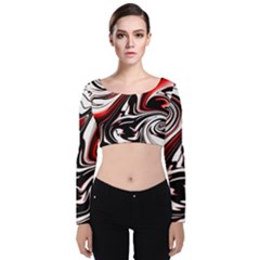 Modern Art Design Fantasy Surreal Velvet Long Sleeve Crop Top