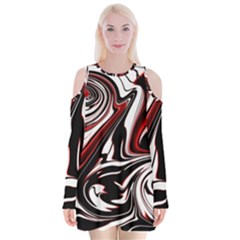 Modern Art Design Fantasy Surreal Velvet Long Sleeve Shoulder Cutout Dress